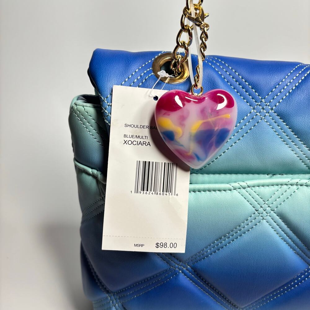 Betsey Johnson Ciara Quilted Shoulder Bag in Blue Multi Ombré - Picture 4 of 7